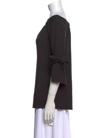 Halston Bateau Neckline Three-Quarter Sleeve Tunic