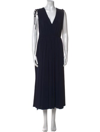 Halston V-Neck Midi Length Dress
