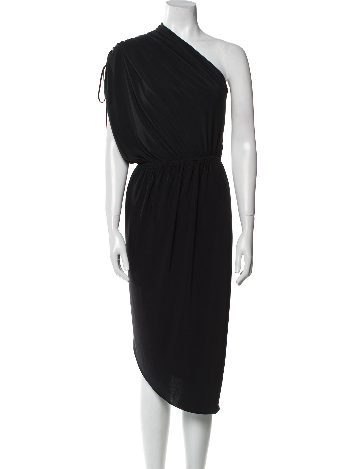 Halston One-Shoulder Midi Length Dress