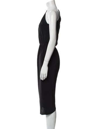Halston One-Shoulder Midi Length Dress