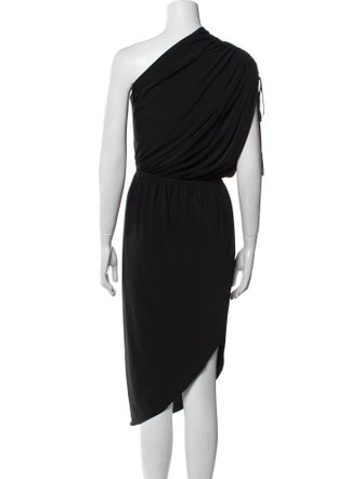 Halston One-Shoulder Midi Length Dress
