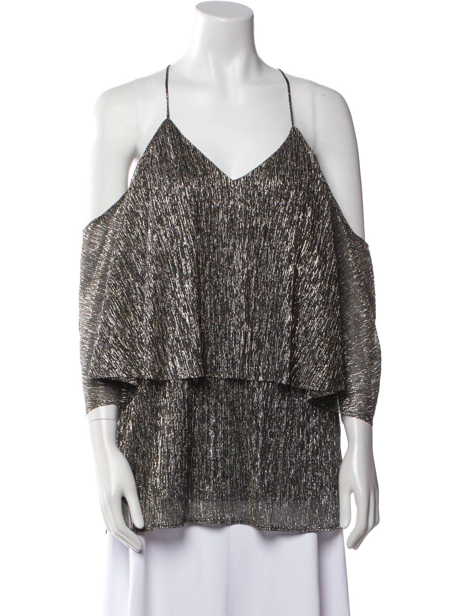 Halston Printed V-Neck Blouse w/ Tags