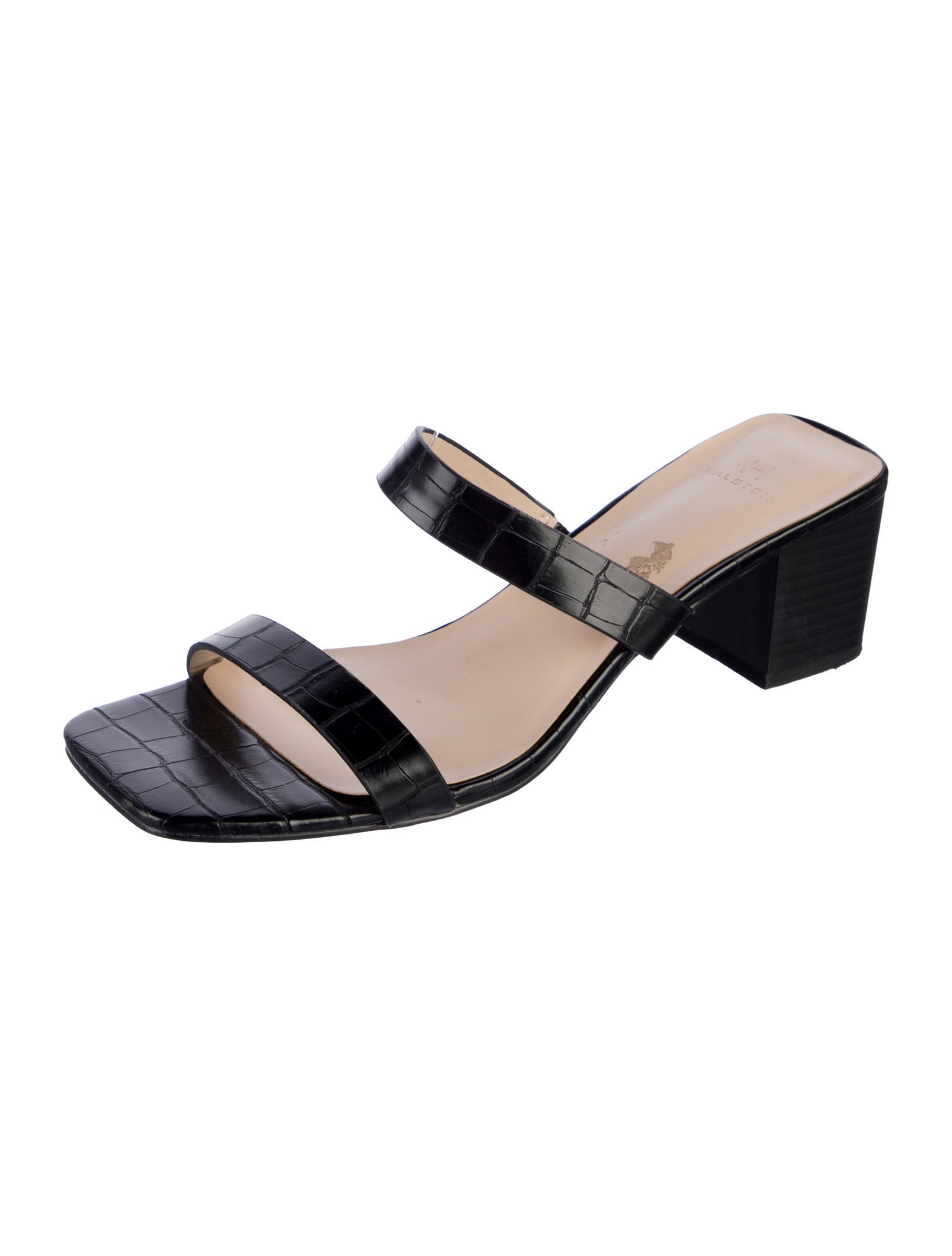 Halston Leather Slides