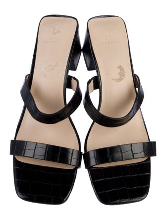 Halston Leather Slides