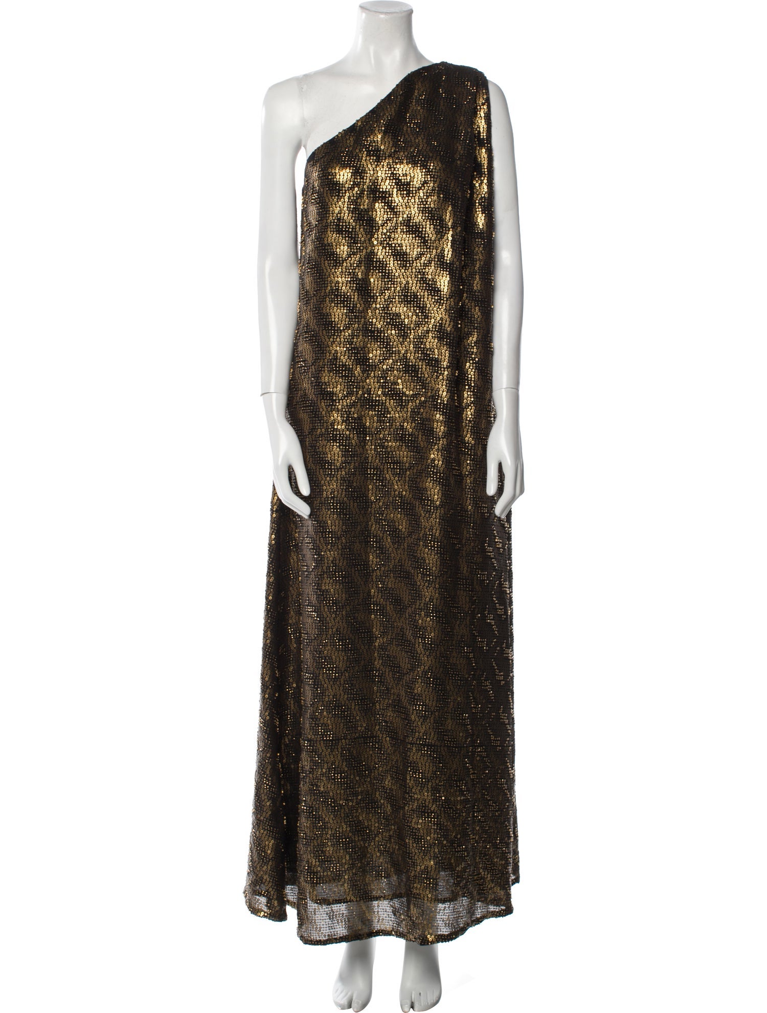 Halston One-Shoulder Long Dress