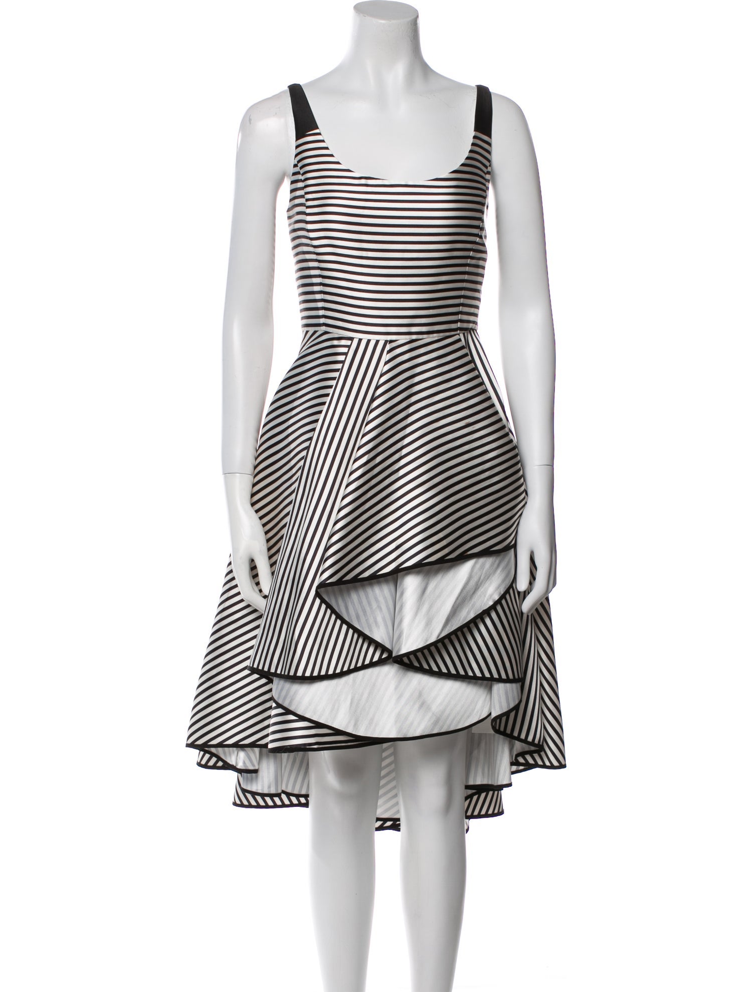 Halston Striped Midi Length Dress