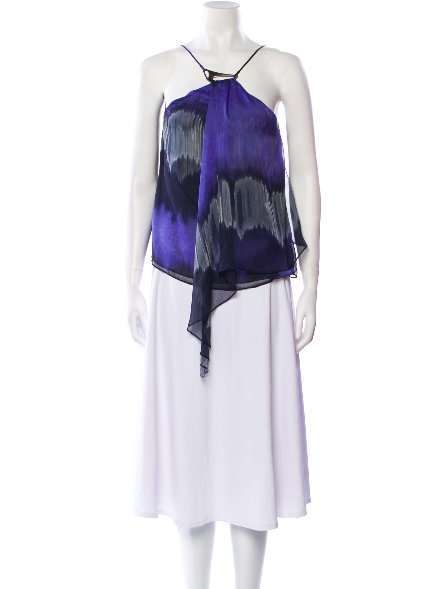 Halston Printed Halterneck Blouse