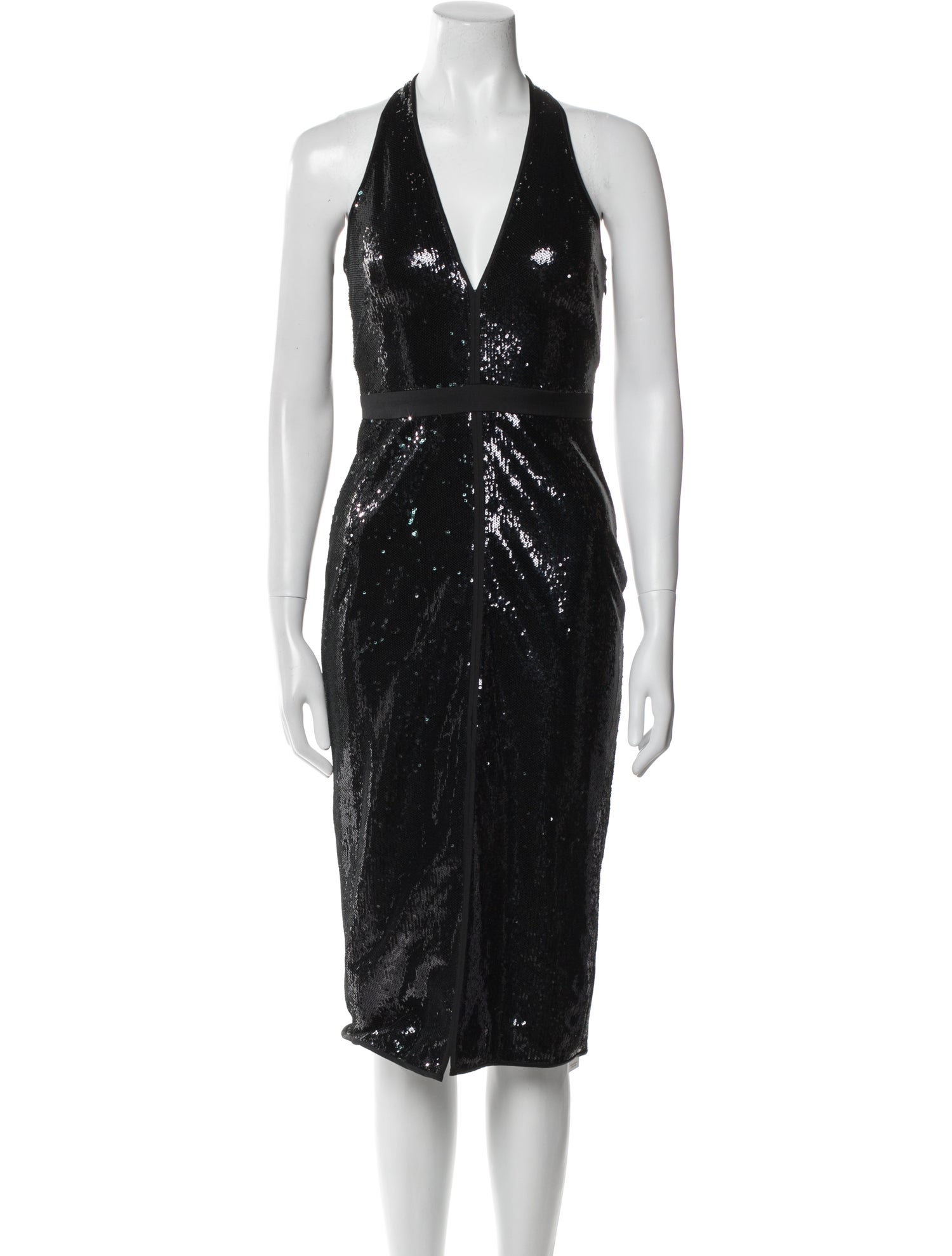 Halston V-Neck Midi Length Dress