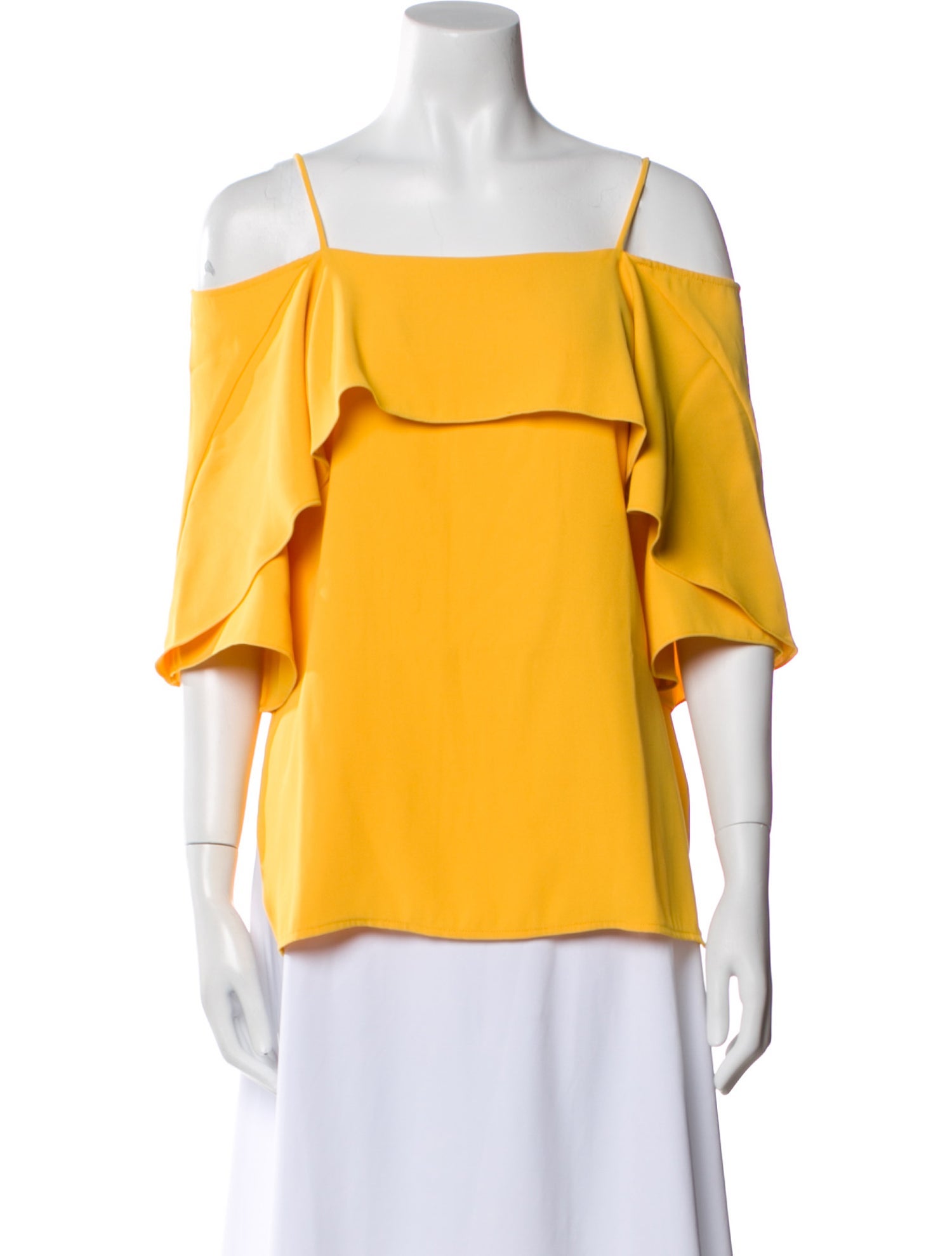 Halston Square Neckline Three-Quarter Sleeve Blouse
