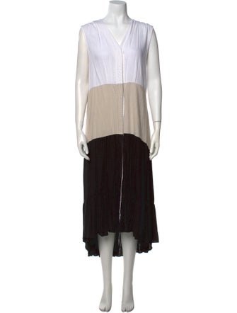 Halston Colorblock Pattern Midi Length Dress
