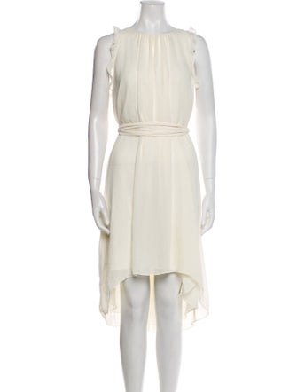 Halston Bateau Neckline Midi Length Dress