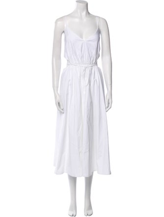 Halston V-Neck Midi Length Dress