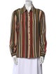 Halston Silk Striped Button-Up Top