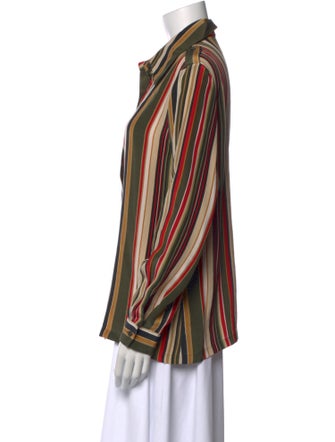 Halston Silk Striped Button-Up Top