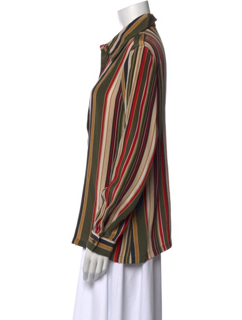 Halston Silk Striped Button-Up Top