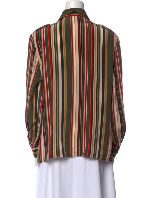 Halston Silk Striped Button-Up Top