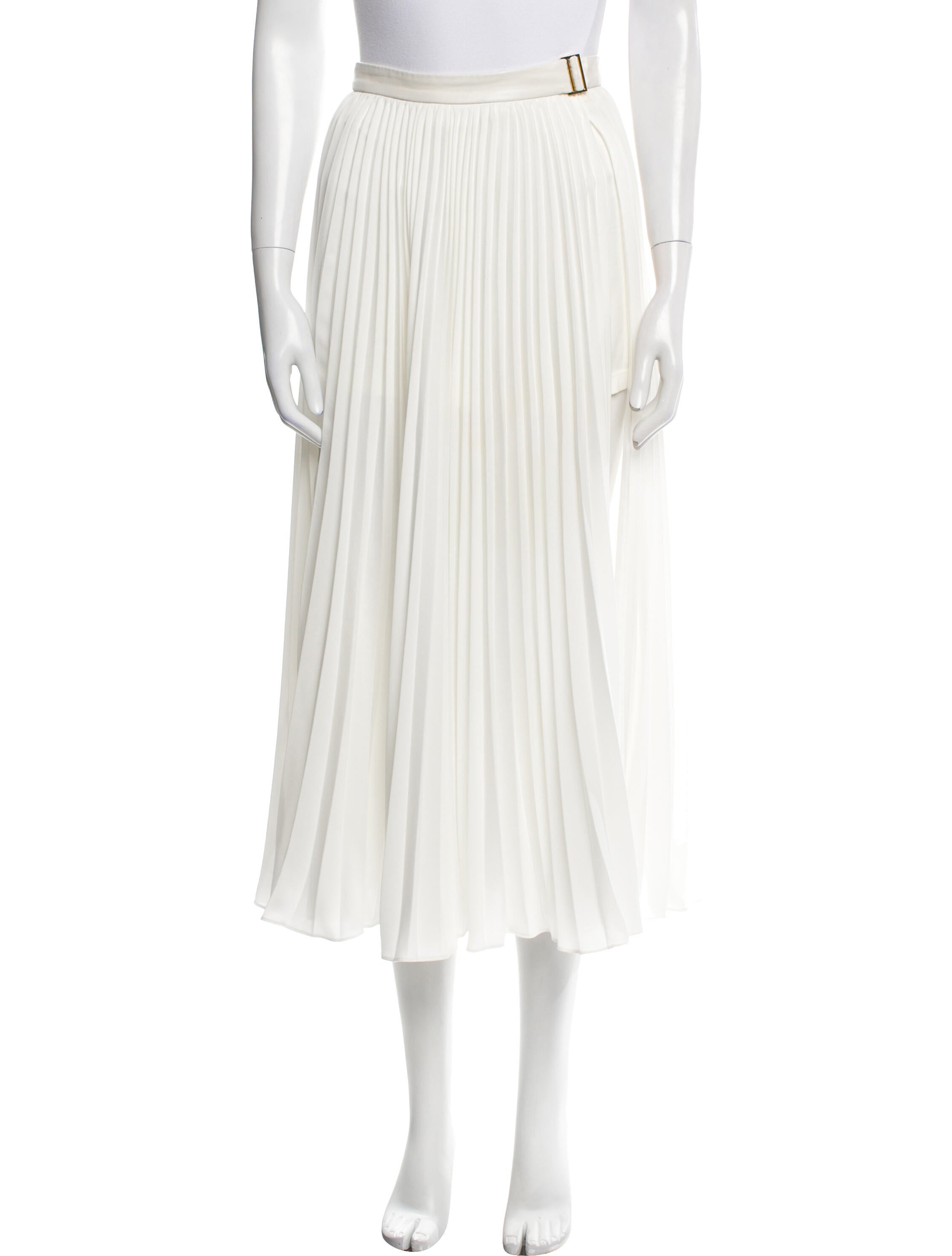 Halston Pleated Accents Midi Length Skirt