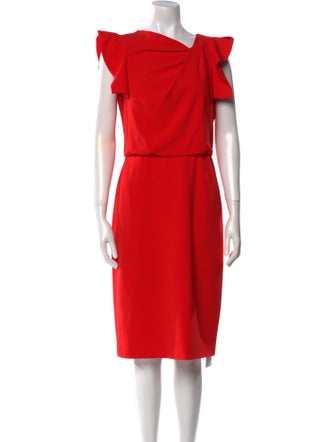Halston Cowl Neck Midi Length Dress