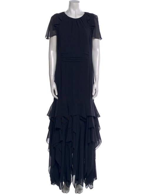 Halston Crew Neck Long Dress