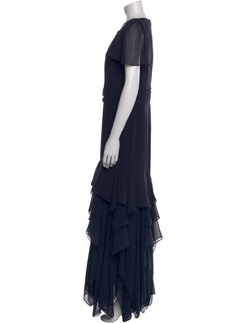 Halston Crew Neck Long Dress