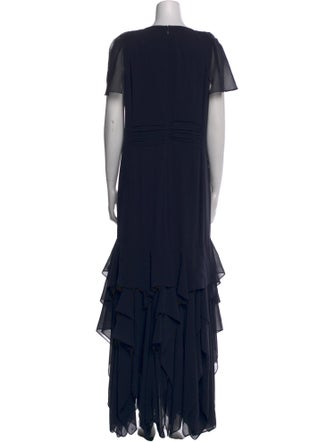 Halston Crew Neck Long Dress