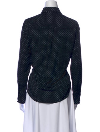 Halston Polka Dot Print Long Sleeve Button-Up Top