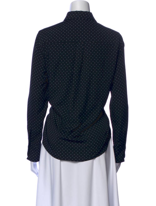 Halston Polka Dot Print Long Sleeve Button-Up Top