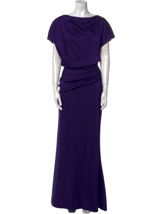 Halston Bateau Neckline Long Dress