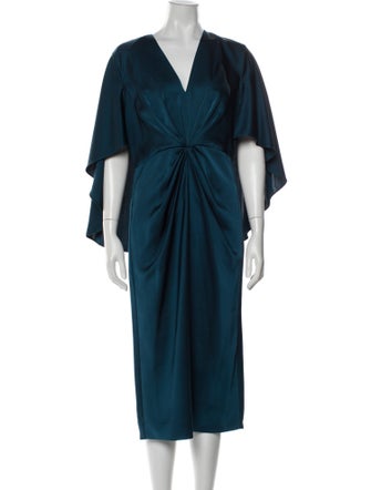 Halston V-Neck Midi Length Dress
