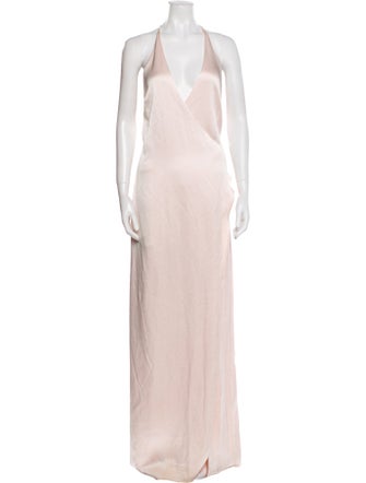 Halston V-Neck Long Dress