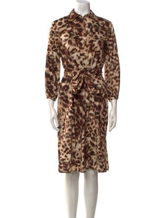 Halston Animal Print Midi Length Dress