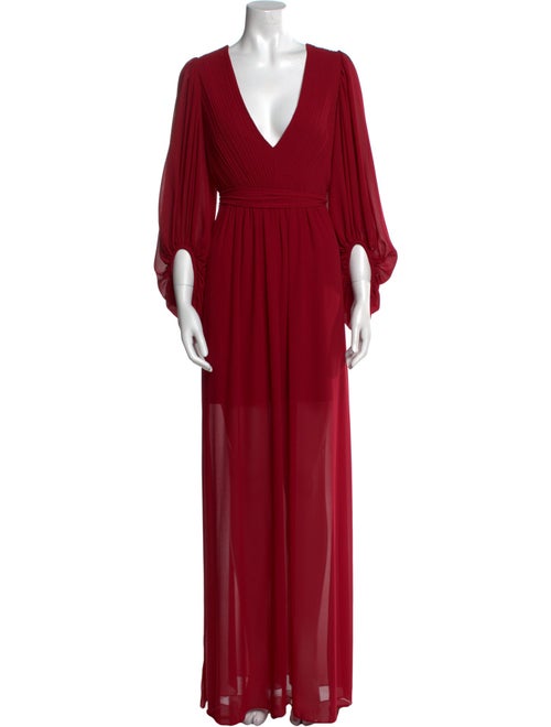 Halston V-Neck Long Dress