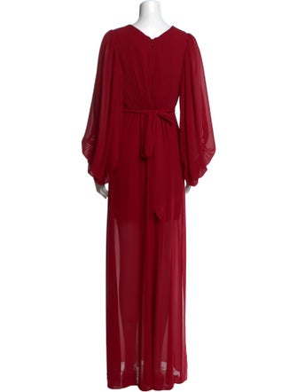 Halston V-Neck Long Dress