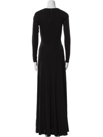 Halston V-Neck Long Dress