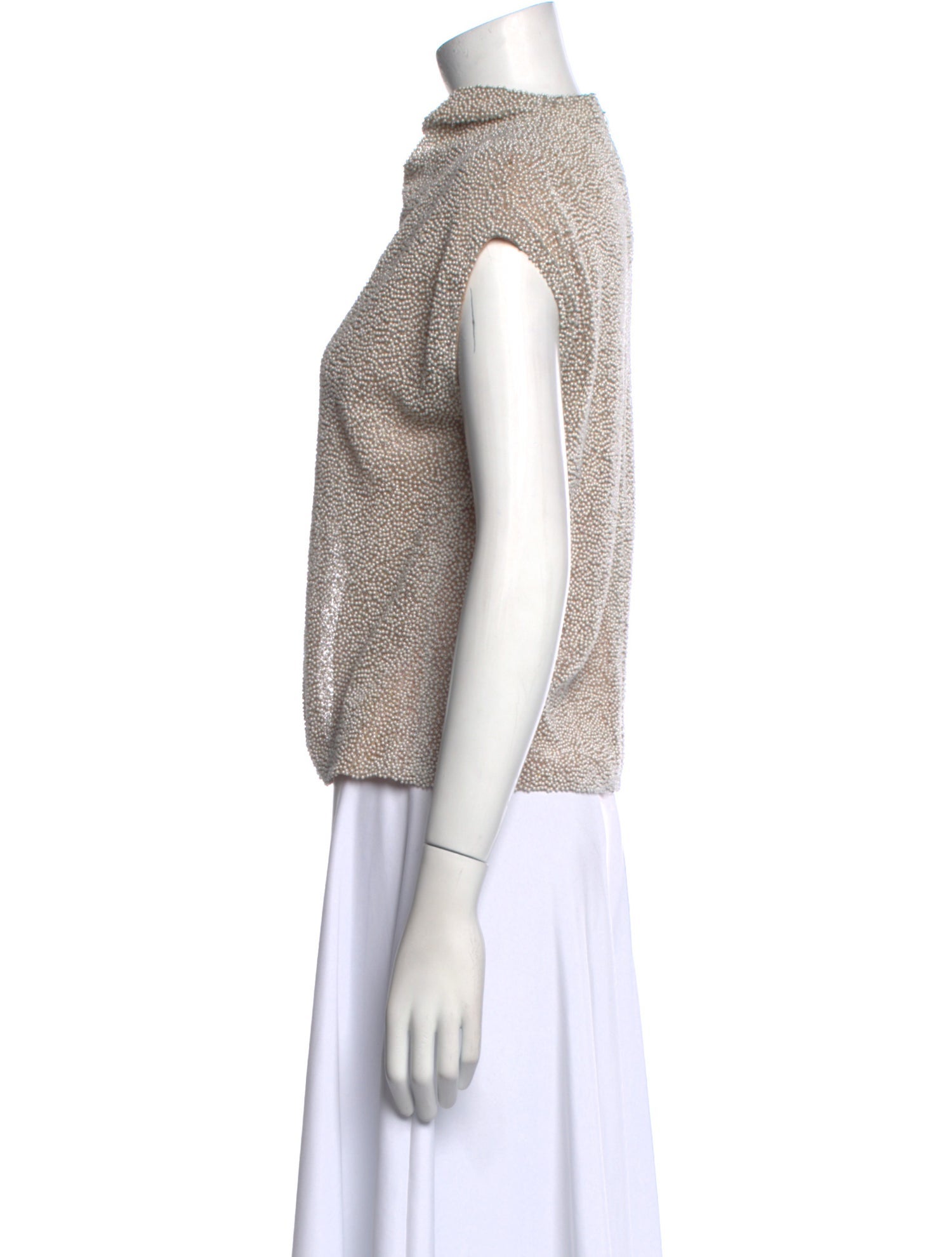 Halston Mock Neck Short Sleeve Crop Top