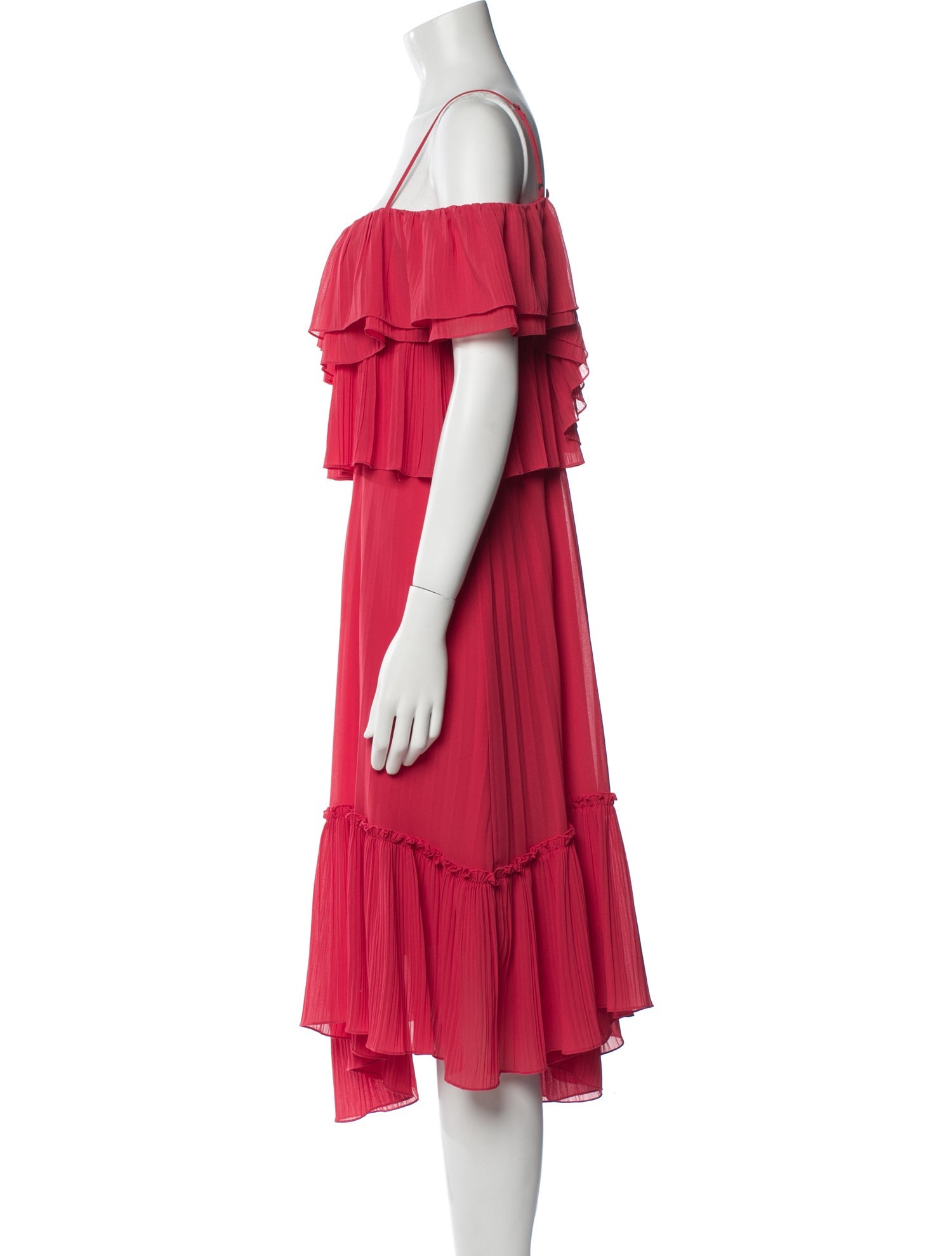 Halston Off-The-Shoulder Midi Length Dress