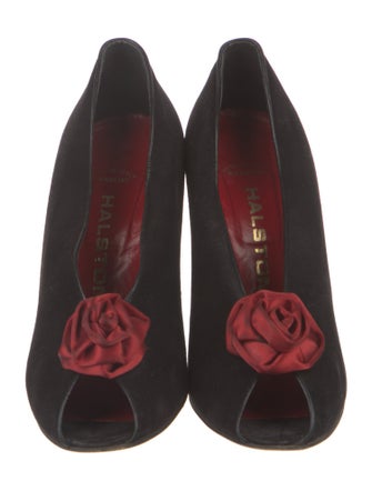 Halston Suede Colorblock Pattern Pumps