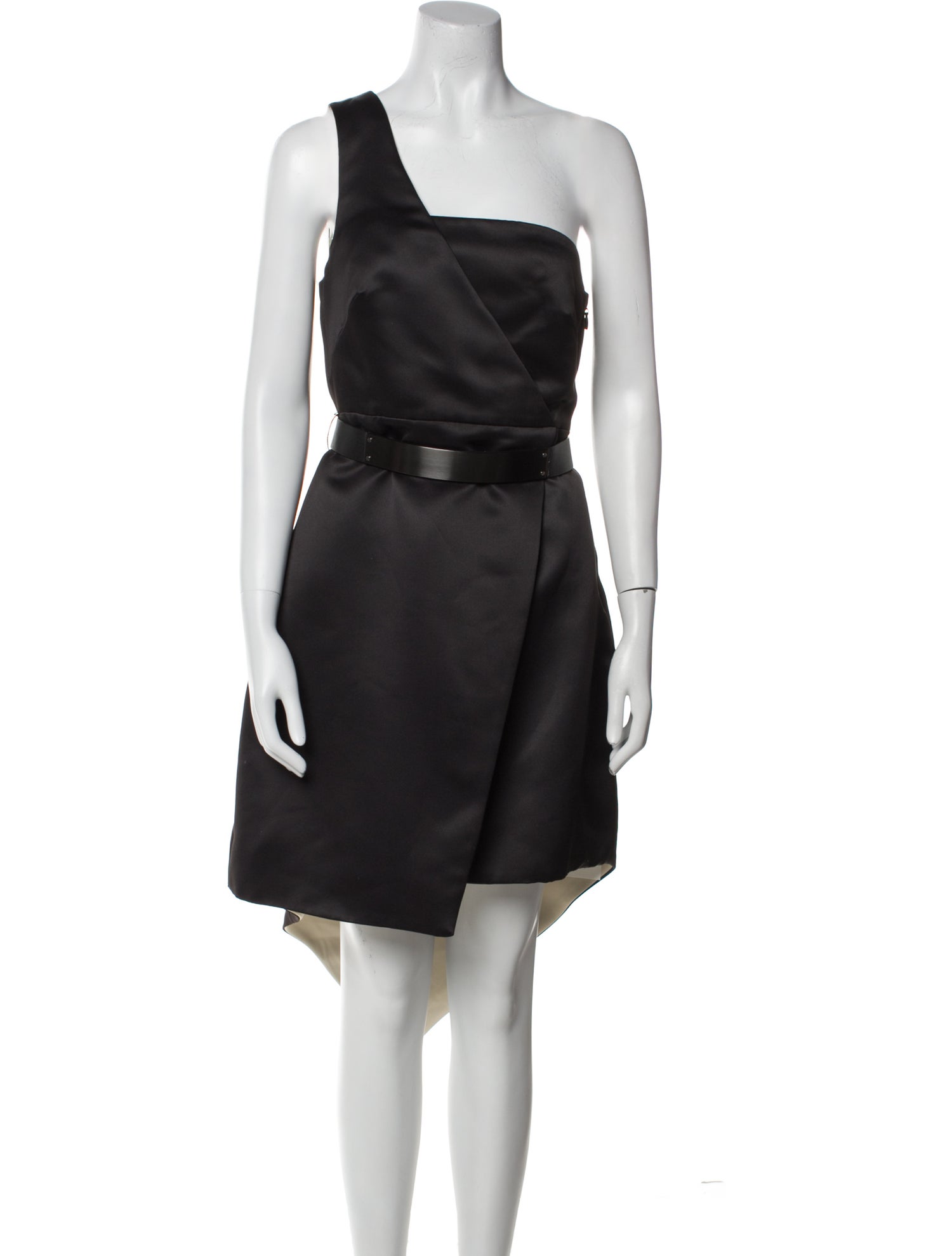 Halston One-Shoulder Midi Length Dress