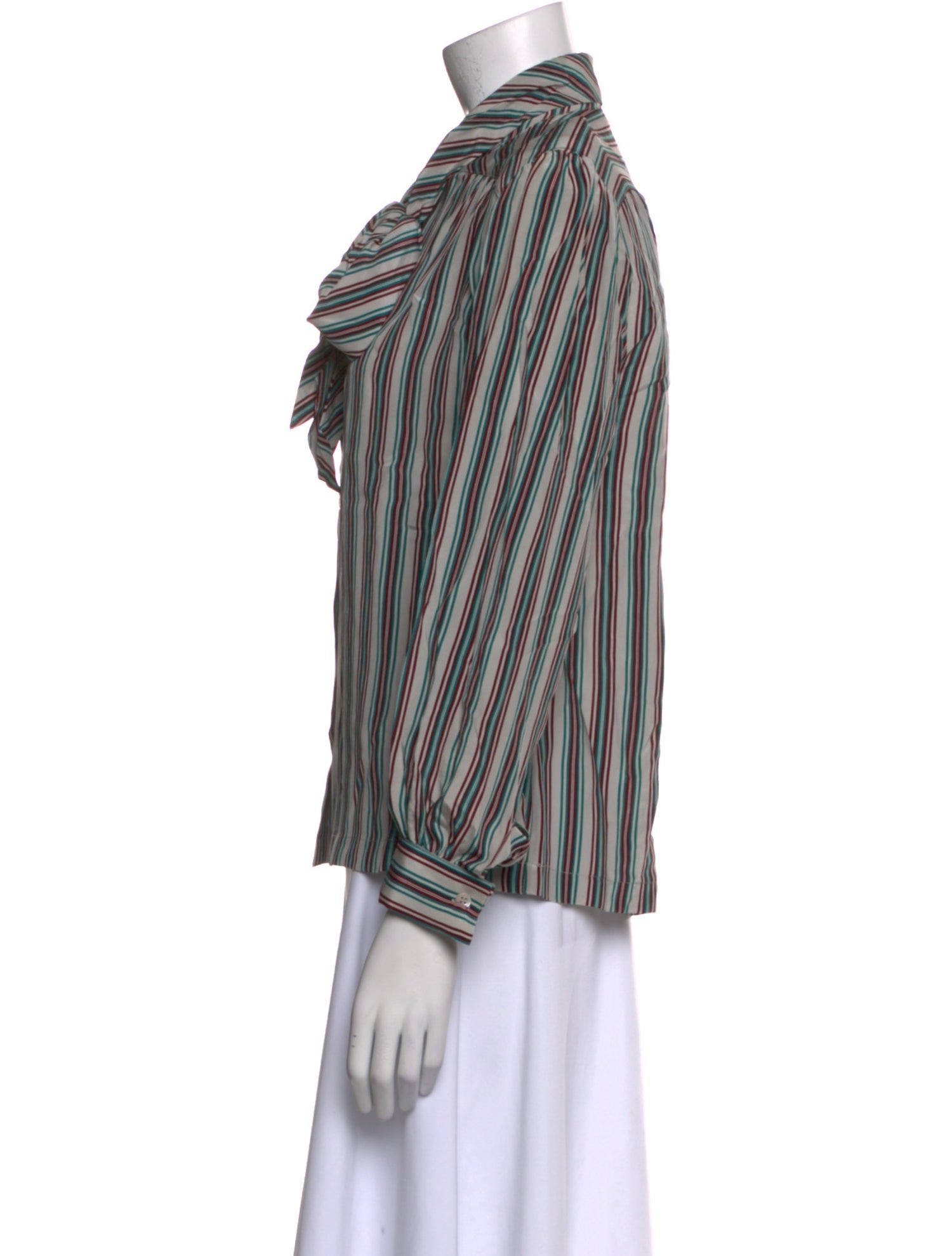 Halston Silk Striped Button-Up Top w/ Tags