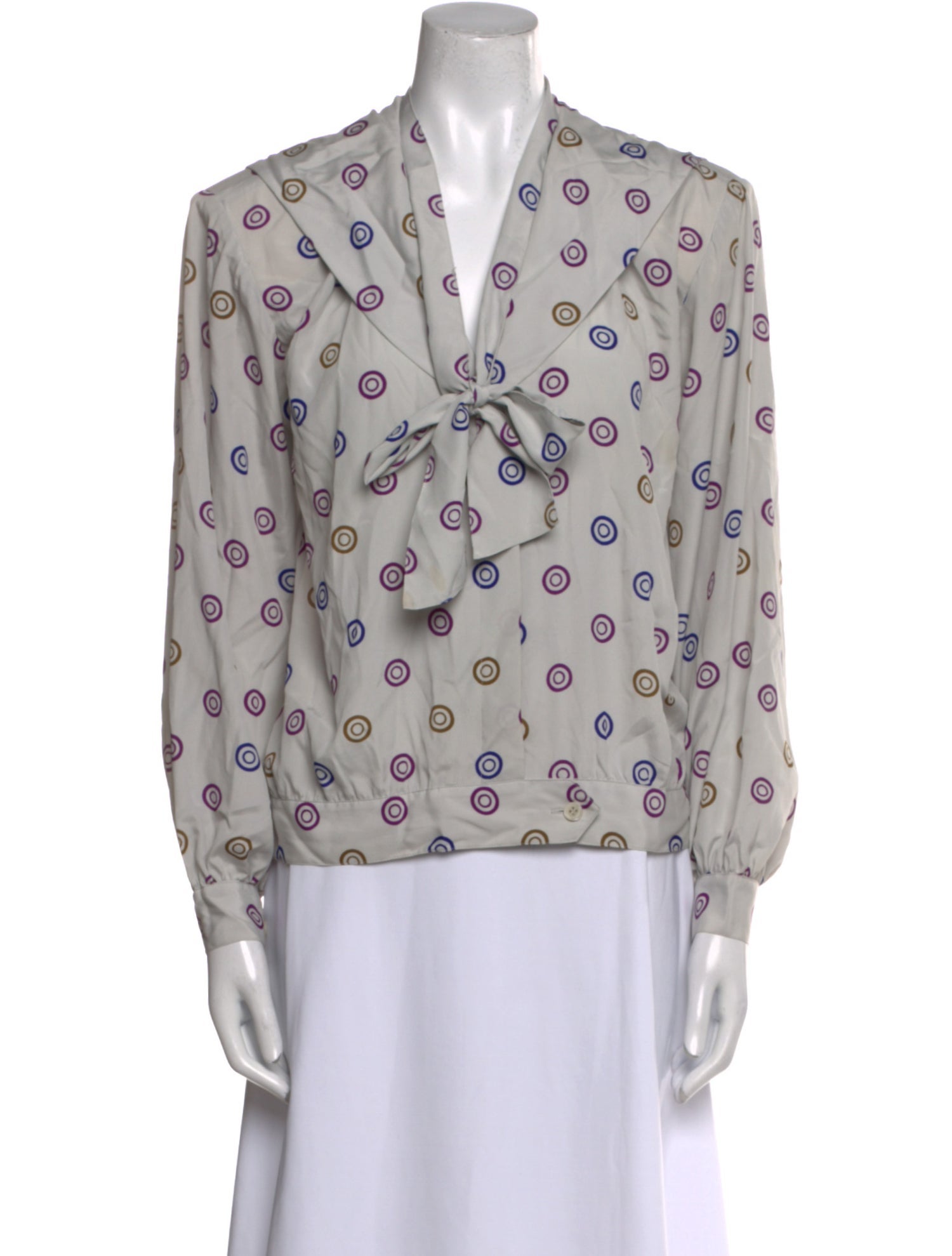 Halston Printed V-Neck Blouse