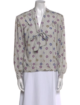 Halston Printed V-Neck Blouse