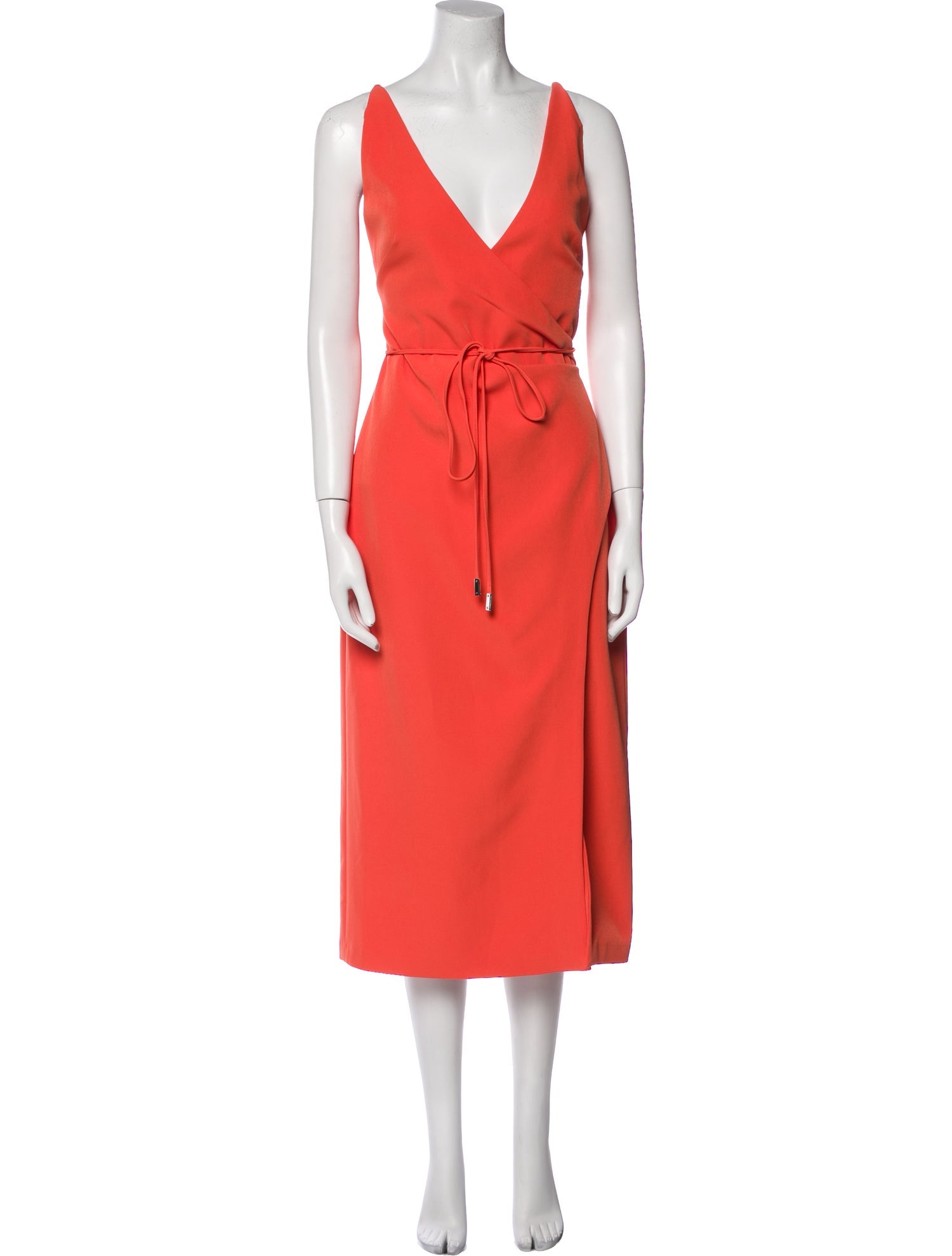 Halston V-Neck Midi Length Dress