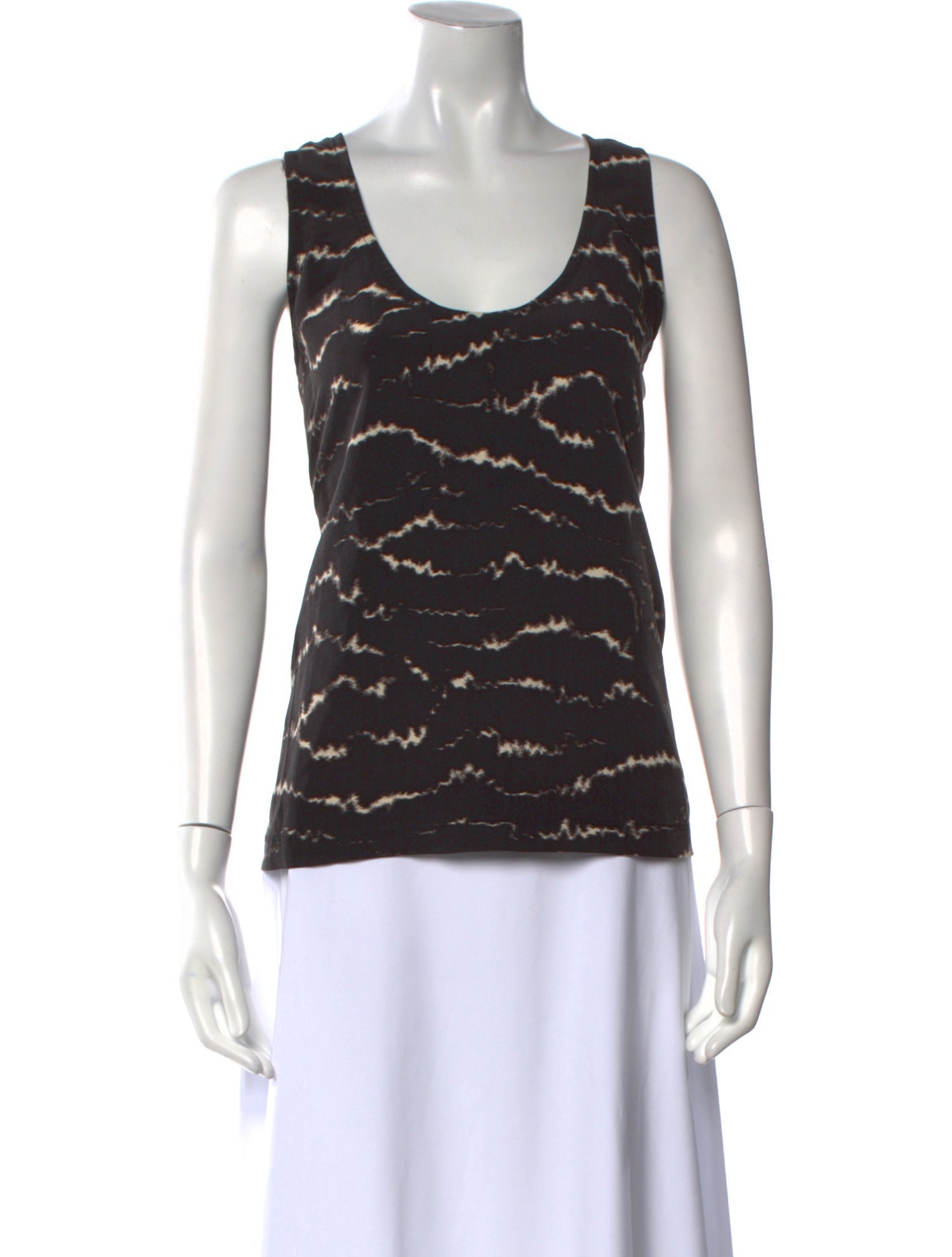 Halston Printed Scoop Neck Top