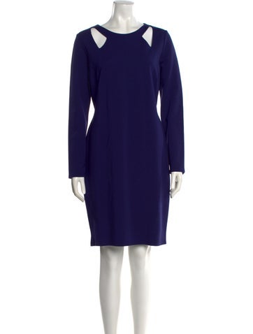 Pre-owned Halston Scoop Neck Knee-length Dress In Purple