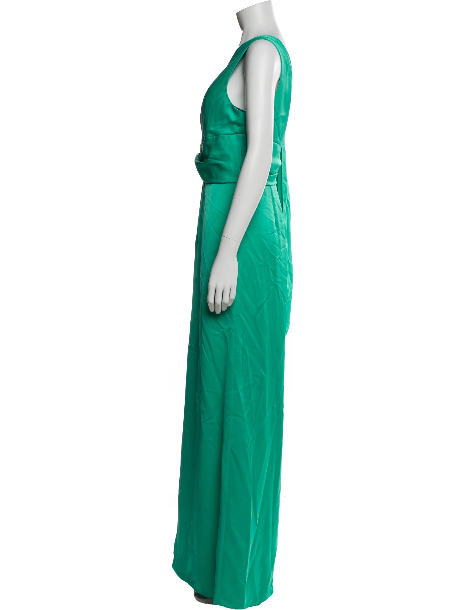 Halston One-Shoulder Long Dress w/ Tags in Green, Women's US 14 | XL