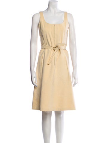 Pre-owned Halston Vintage Knee-length Dress In Neutral