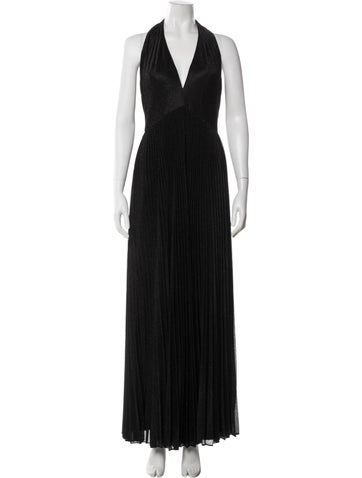 Pre-owned Halston Halterneck Long Dress W/ Tags In Black