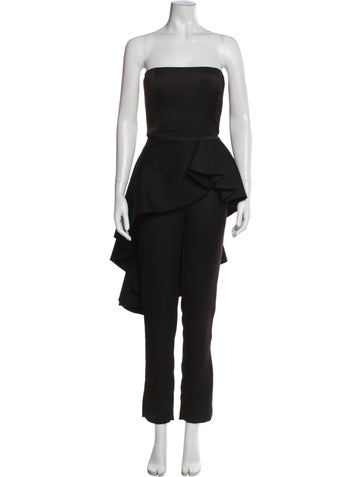 Pre-owned Halston Strapless Mini Dress In Black