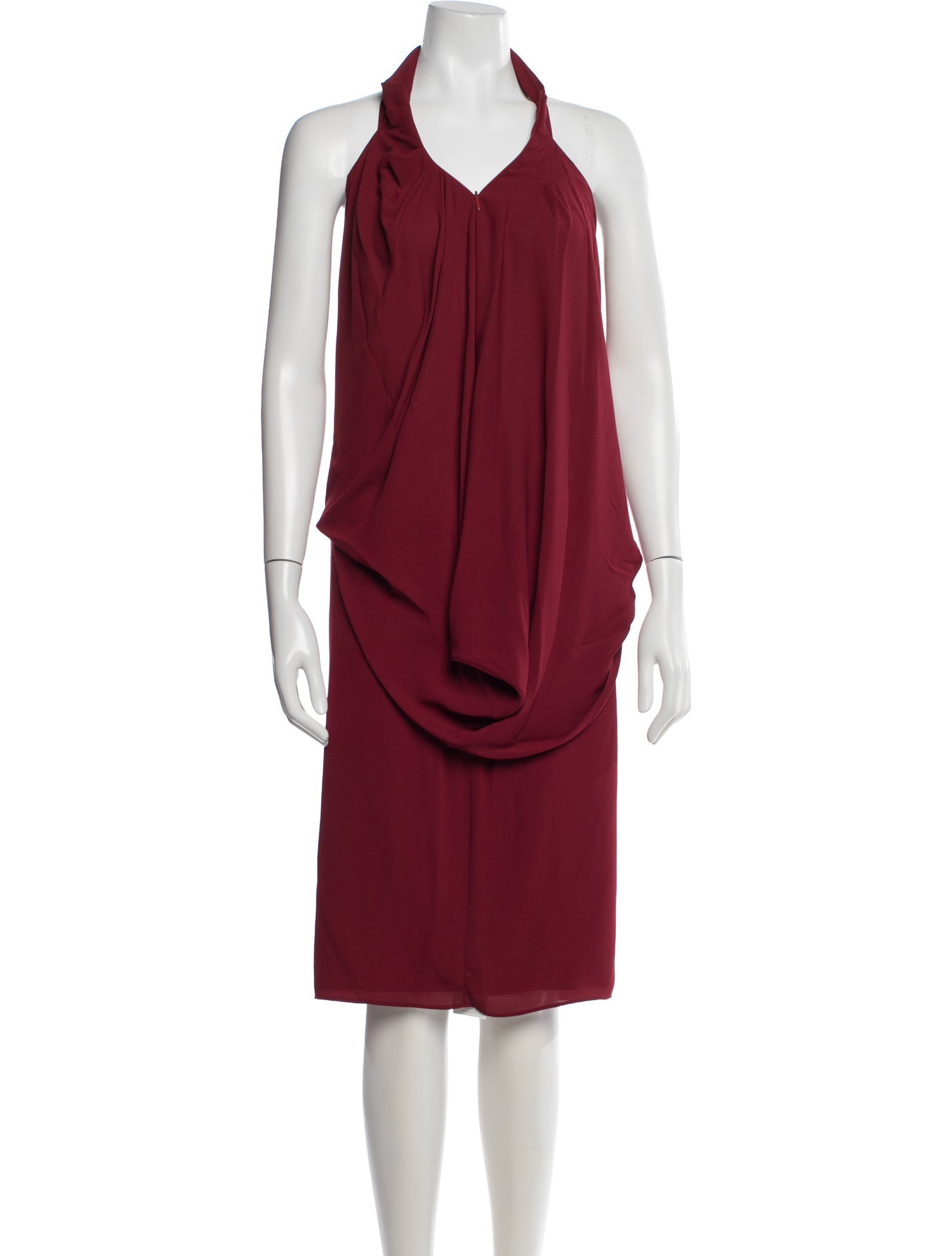 halter neck dress accessories Knitted Burgundy Halter Neck Mini Dress With Gold Metal Accessories  RAISA  VANESSA INT