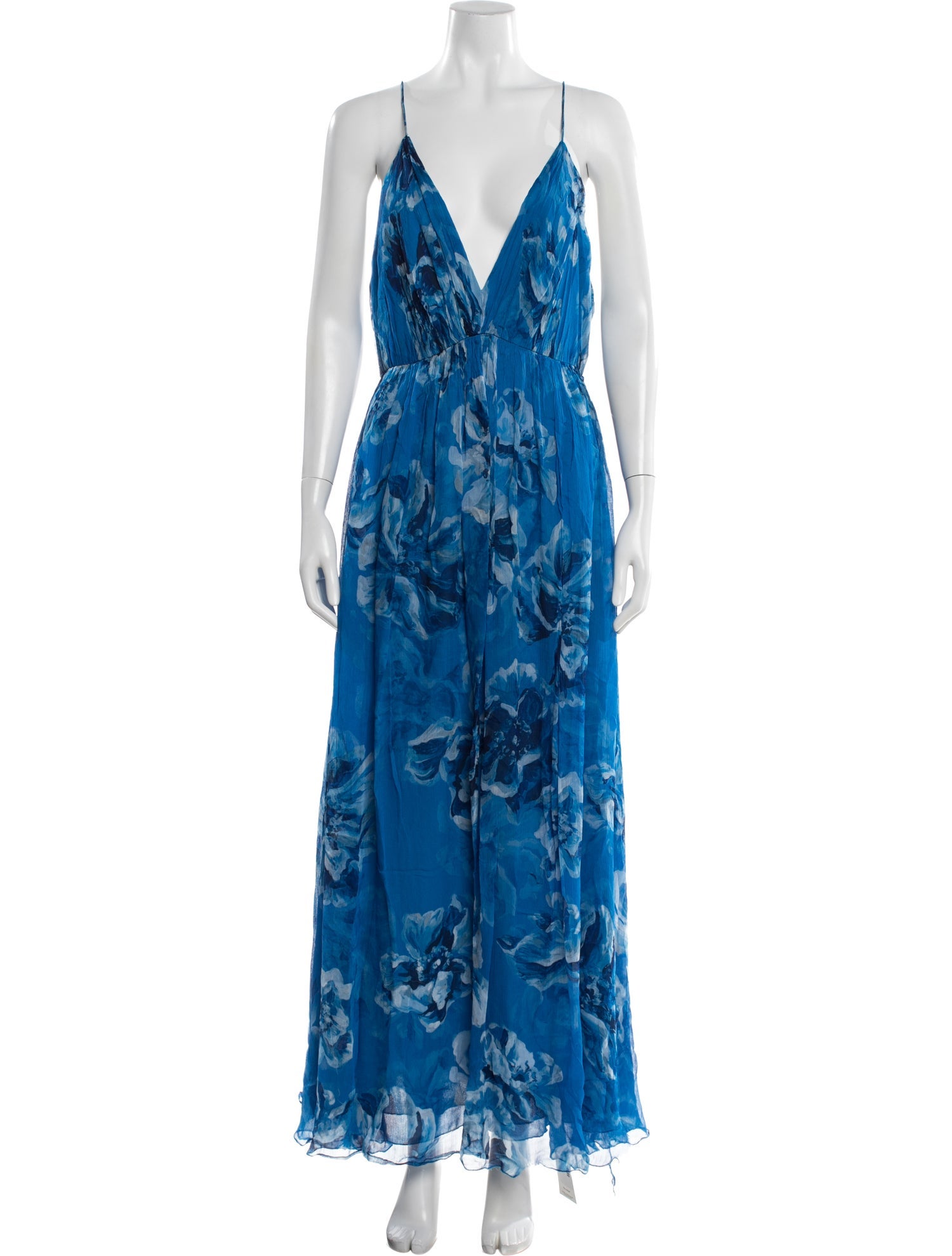Halston Floral Print Long Dress
